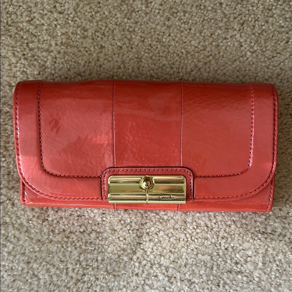 Coach Orange Wallet with Gold Hardware